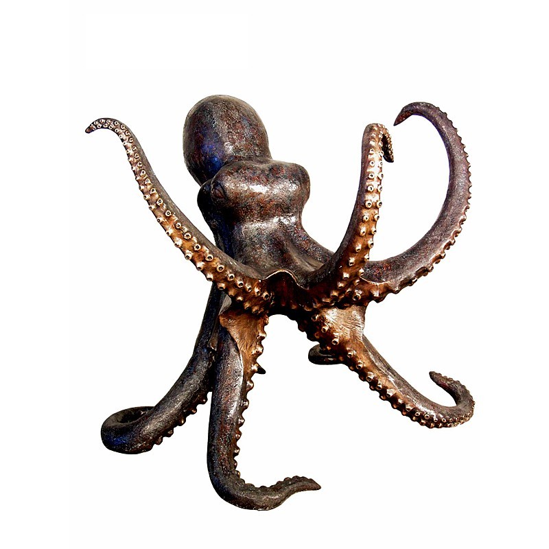 Bronze Brown Octopus Dining Base Sculpture