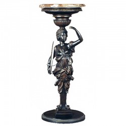 Bronze Warrior with Sword Dining Table Base + Marble Surface - W