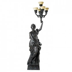 Bronze Lady holding Candelabra Sculpture - Left