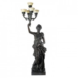 Bronze Lady holding Candelabra Sculpture - Right