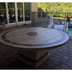 River Mosaic Table Top - Shown with Optional Matching Table Base