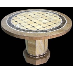 Roma Mosaic Stone Tile Dining Table Base - Shown with Optional Mosaic Table Top