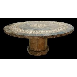 Roma Mosaic Stone Tile Chat Table Base - Shown with Optional Mosaic Table Top