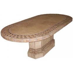 Roma Oval Mosaic Stone Tile coffee Table Base - Shown with Optional Mosaic Table Top