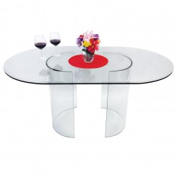 Curved Glass Dining Table Base Set