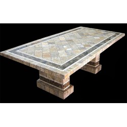 Pompeii Mosaic Stone Tile Bar Height Table Base Set - Shown with Optional Mosaic Table Top