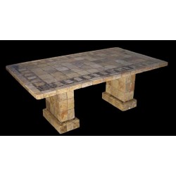 Pompeii Mosaic Stone Tile Bar Height Table Base Set - Shown with Optional Mosaic Table Top