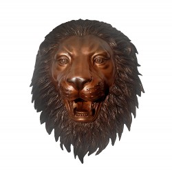 Bronze Lion Face Fountain Sculpture with Brown Patina