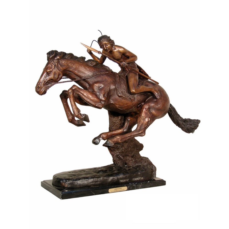 Bronze Table Top Frederick Remington Cheyenne Sculpture