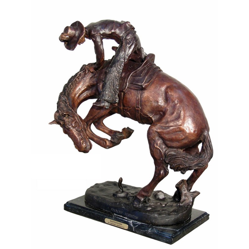 Bronze Table Top Frederick Remington Rattlesnake Sculpture