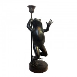 Bronze Table Top Frog Candle Holder Sculpture