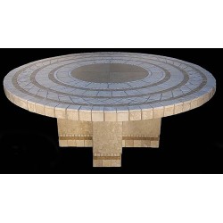Cross Mosaic Stone Tile End Table Base - Shown with Optional Mosaic Table Top