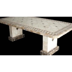 Pompeii Mosaic Stone Tile Chat Table Base Set - Shown with Optional Mosaic Table Top