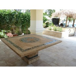 Troy Square Mosaic Stone Tile chat Table Base - Shown with Optional Mosaic Table Top