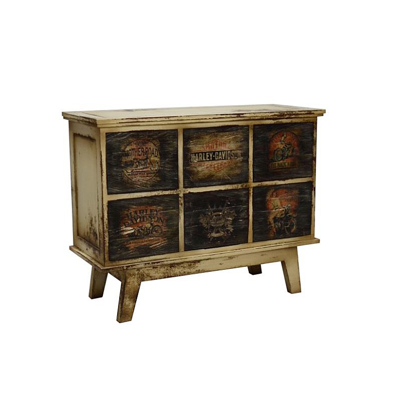Artisan Custom Motorcycle Themed Distressed Finish Chest