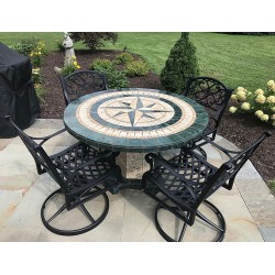 Green Compass Mosaic Table Top - Shown with Optional Matching Roma Table Base