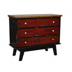 Artisan Custom Distressed Red and Black Finished Chest