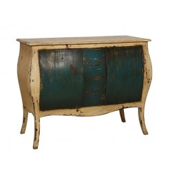 Artisan Custom Green Doors and Beige Distressed Finished Chest