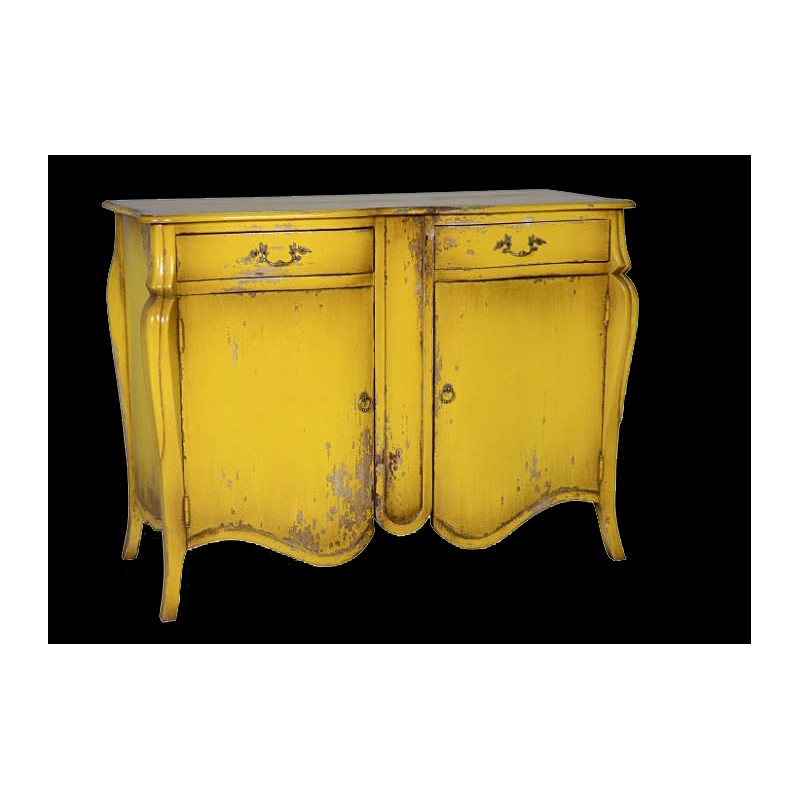 Artisan Custom Distressed Yellow Finished Cabinet