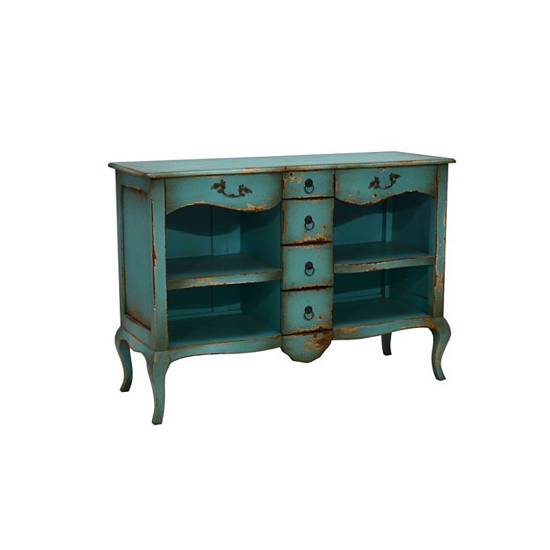 Artisan Custom Distressed Teal Finished Cabinet