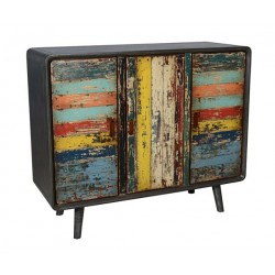 Artisan Distressed Multi-Color Finished 3-Door Cabinet