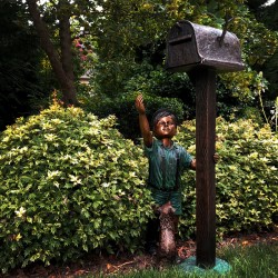 Bronze Boy with Letter Mailbox