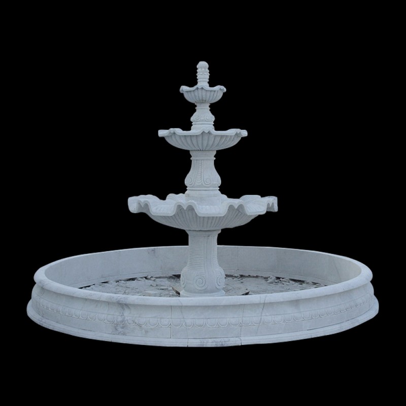Marble Three Tier Fountain with Basin