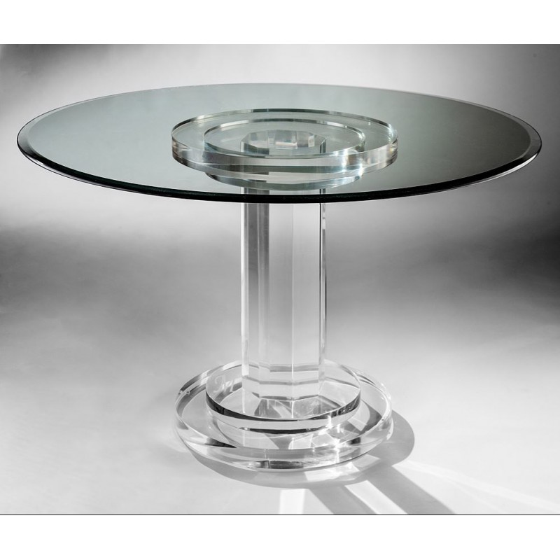 Round Column Thick Acrylic Dining Table, Circular Acrylic Table Top