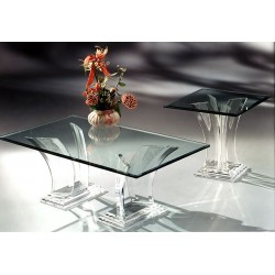 Two Towers Clear and Crystallized Acrylic Coffee Table (With or Without Top)