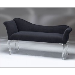 Egyptian Bench Lounger with Acrylic Legs and Fabric Choices