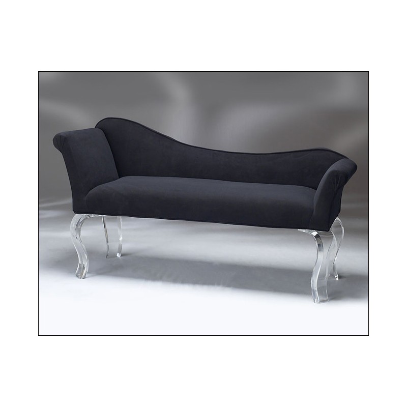 Egyptian Bench Lounger with Acrylic Legs and Fabric Choices