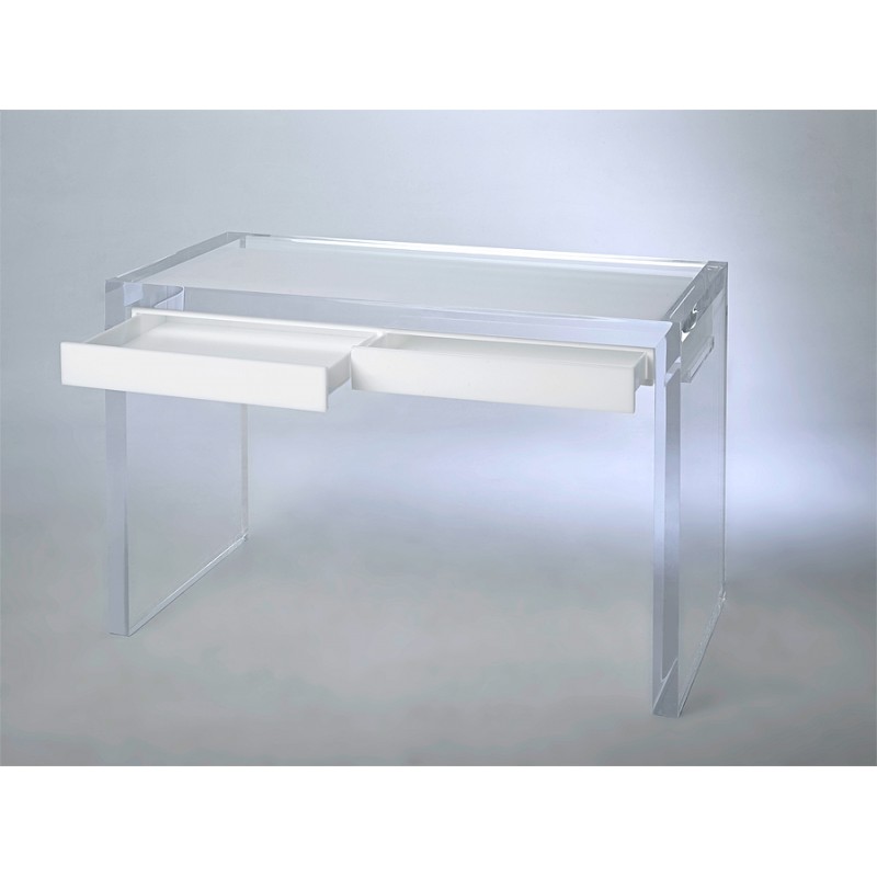 Thick All Acrylic Desk with White or Black Drawers