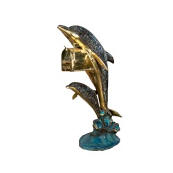 Bronze Colorful Dolphins Mailbox Sculpture
