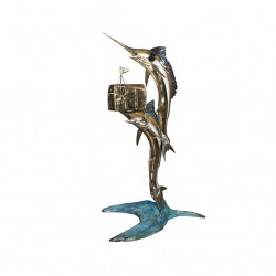 Bronze Two Swordfish Mailbox Sculpture