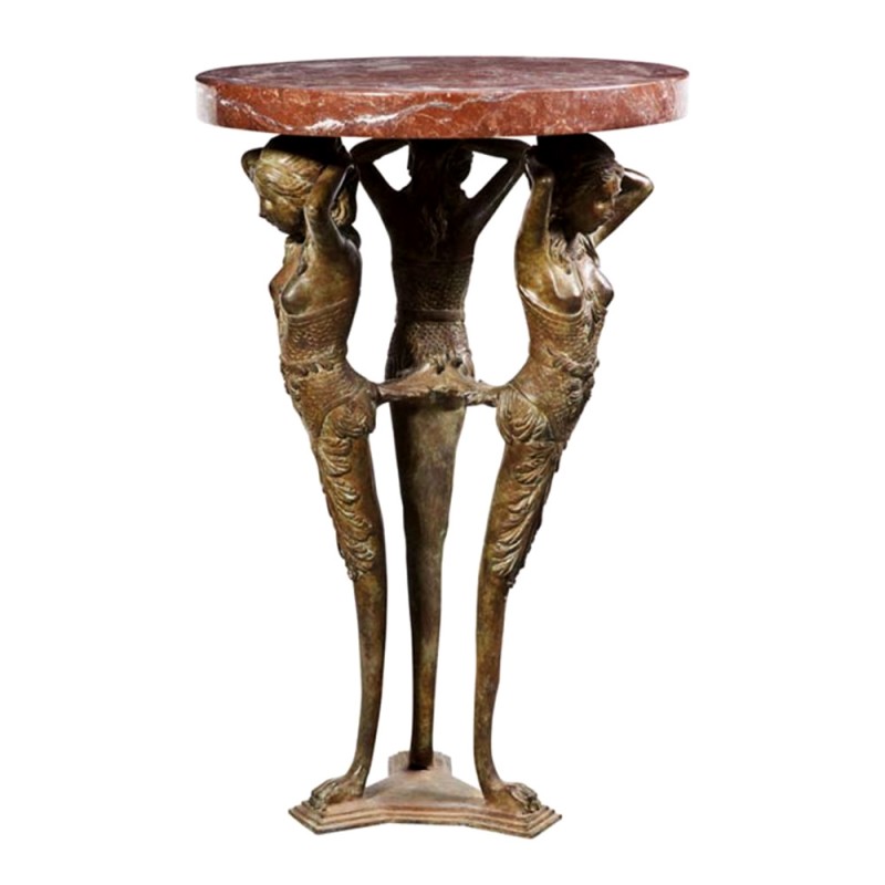 Bronze Egyptian Table with Marble Surface