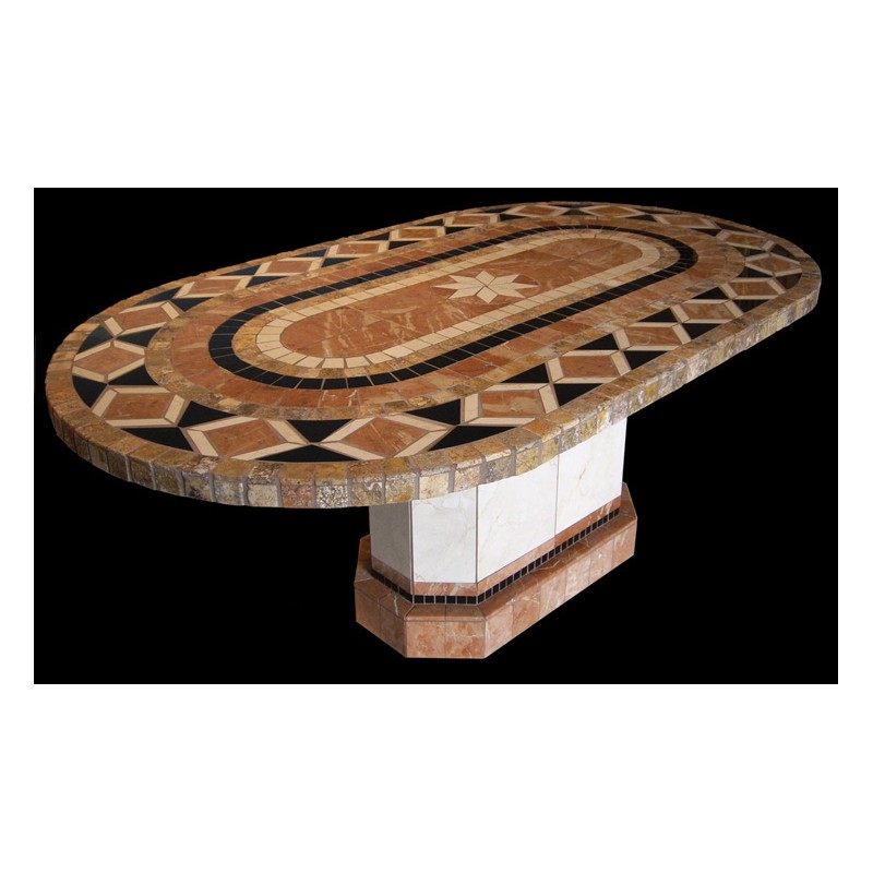 Bellagio Racetrack Oval Stone Tile Dining Table
