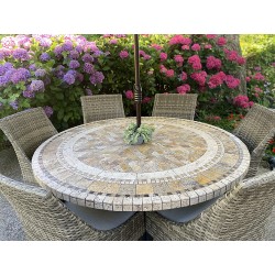 Marci Round Stone Tile Dining Table