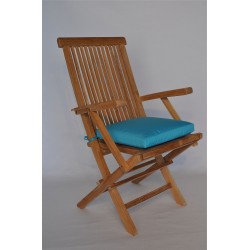 Classic Teak Wood Folding Armchair (price per 2 chairs) Shown with Optional Cushion