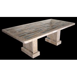 Aqua Mosaic Table Top with Optional Matching Pompeii Table Base Set