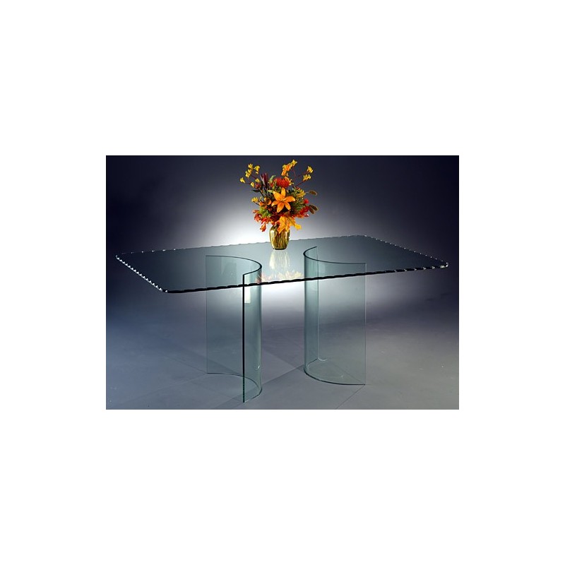 Curved Glass Dining Table Base Set