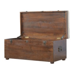 Solid Wood D-Button Lid Up Storage Box