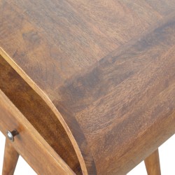 Chestnut Circular Nightstand with Open Slot
