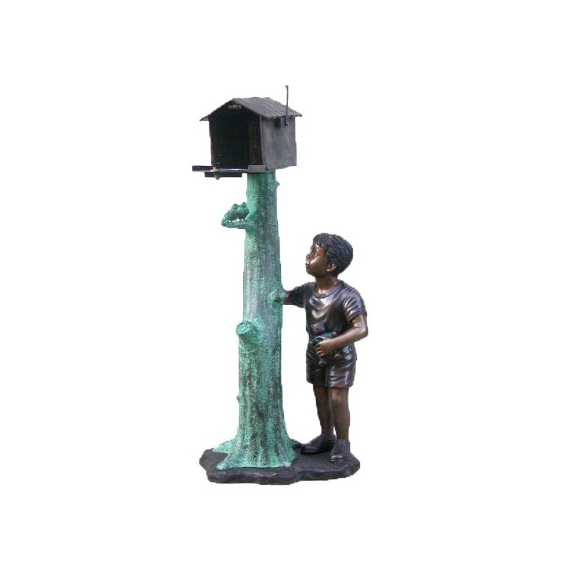 Bronze Boy Mailbox Sculpture