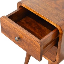 Mini Chestnut Curved Bedside Table