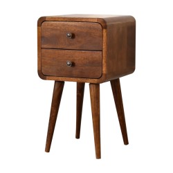 Mini Chestnut Curved Bedside Table