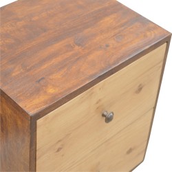 2 Drawer Bedside Table with Oak Wood Drawer Fronts