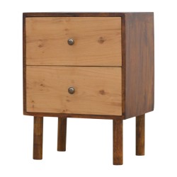 2 Drawer Bedside Table with Oak Wood Drawer Fronts