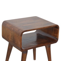 Curved Open Chestnut Bedside / Accent Table