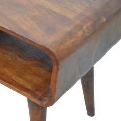 Curved Open Chestnut Bedside / Accent Table