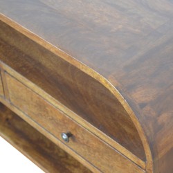 Chestnut Curved Edge TV Unit with 2 Drawers